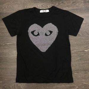 Comme des Garcons Rhinestone Heart Tee